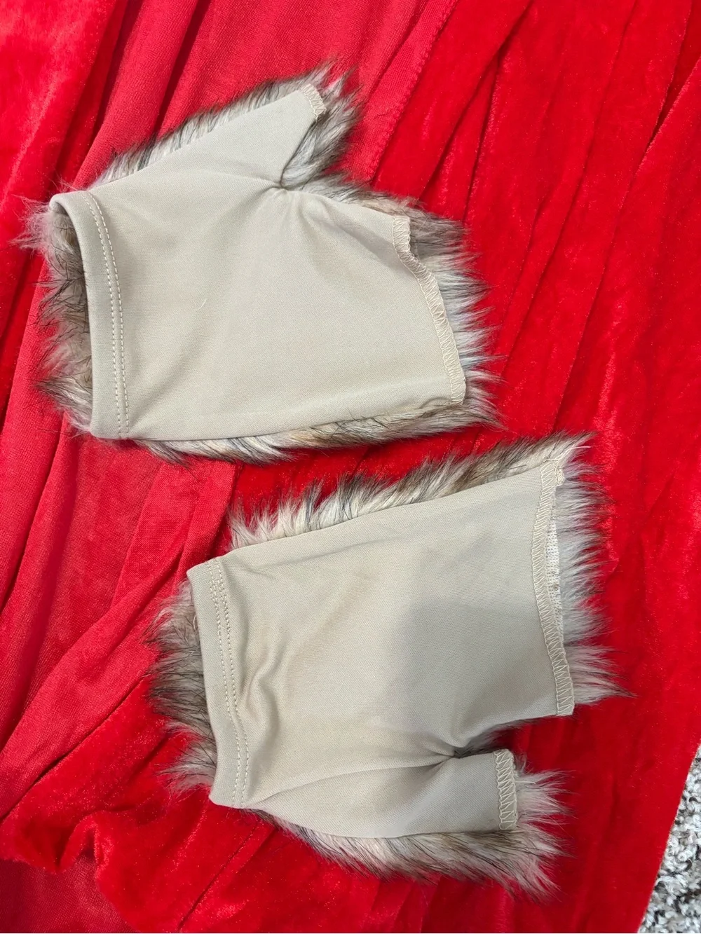 Little Red Riding Hood Hooded Kids Cape with Faux Fur Mittens
